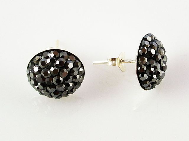 Pendientes de Plata Media Bola Hematite 12 Mm.