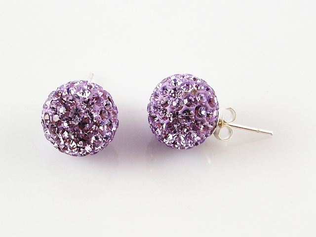 Pendientes de Plata con Cristal Colores 12 Mm. Violeta