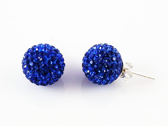Pendientes de Plata con Cristales azules 12 Mm