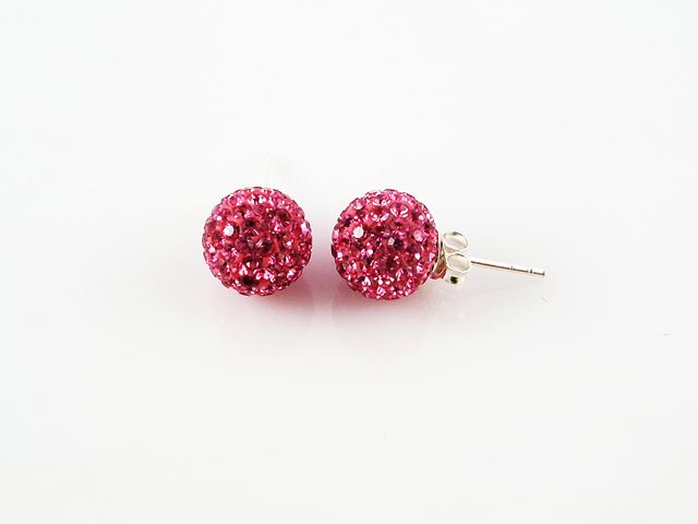Pendientes Plata de Ley y Cristal de colores 10 Mm. Rosa