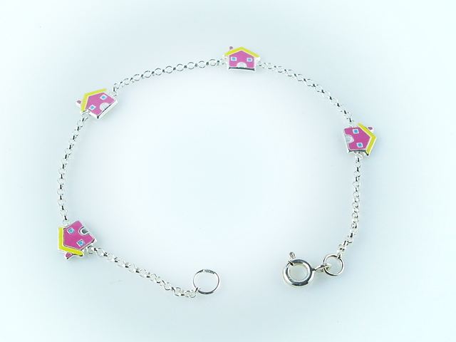 Pulsera con casitas de Plata de ley
