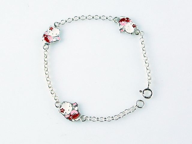 Pulsera para niñas de Plata de ley con gatita