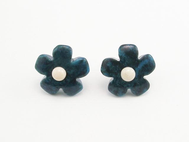 Flor de piedra Azul oscuro y Plata de Ley