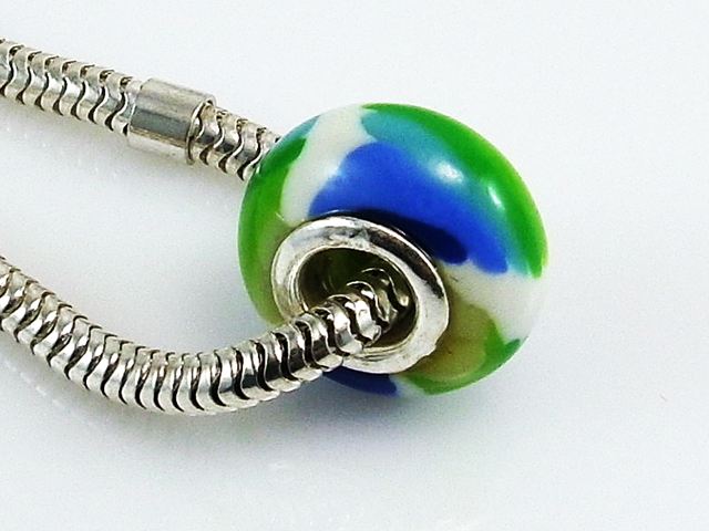 Abalorio en Plata de ley Blanco, Azul y Verde