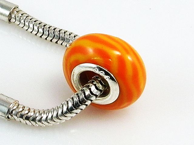 Abalorio Naranja de Plata de Ley