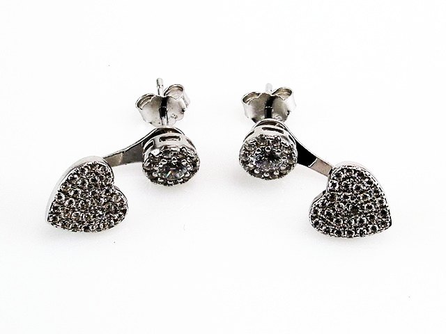 Pendientes de Plata corazon y Circonitas micro