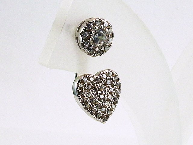 Pendientes de Plata corazon y Circonitas micro 1