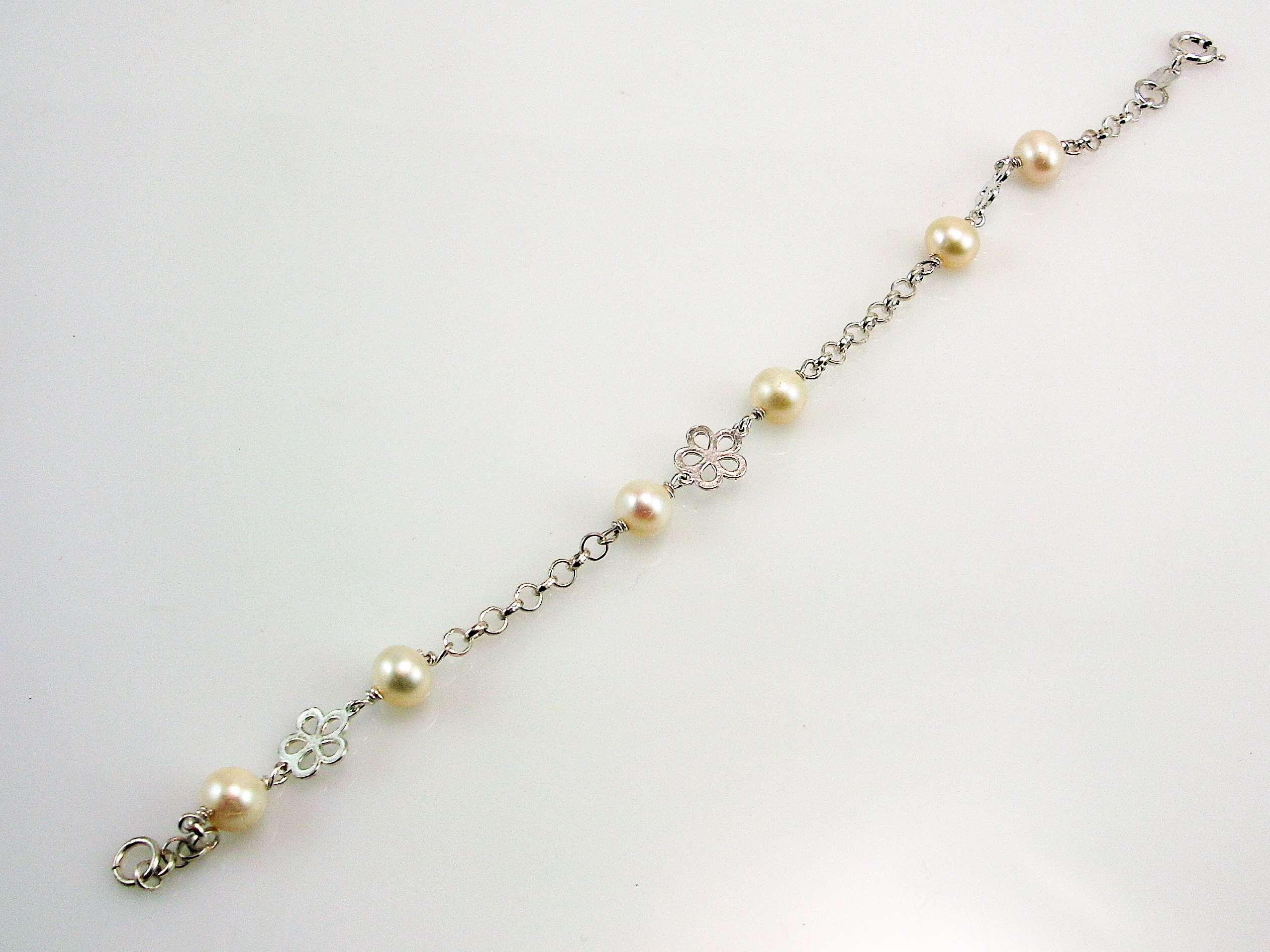 Pulsera Comunión de Plata de ley con Perlas 1