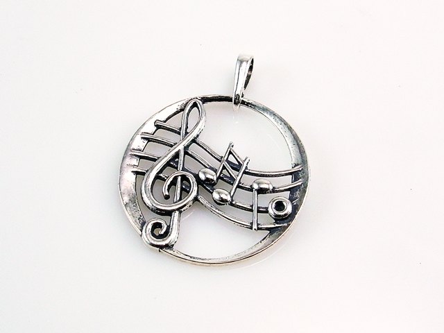 Colgante Clave de Sol y notas musicales de Plata