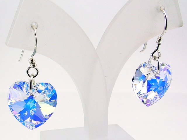 Pendientes de corazon en Plata con cristal Swarovski