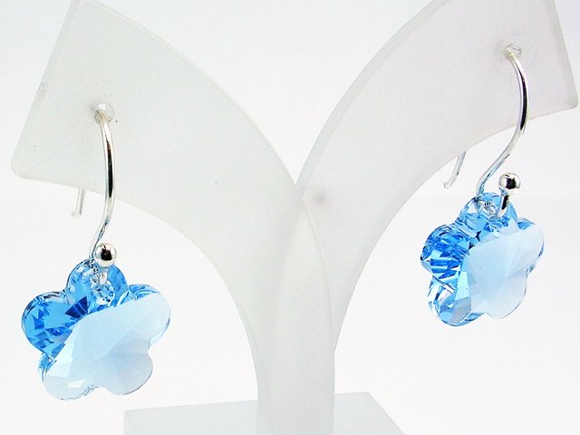 Pendientes de Plata y cristal Swarovski flor celeste