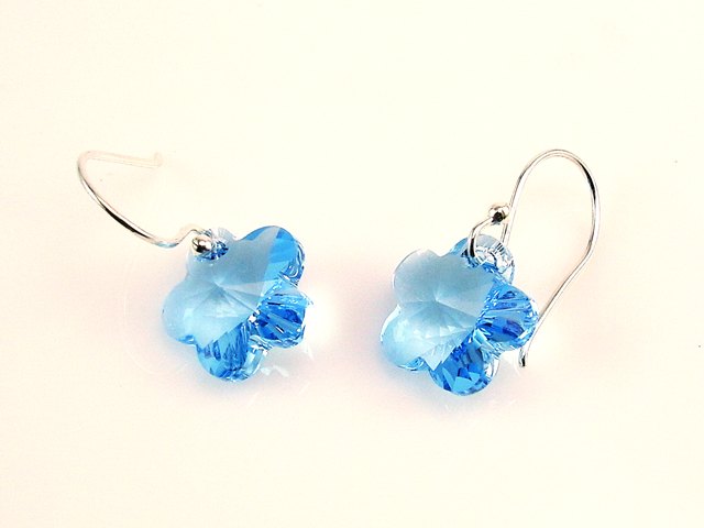 Pendientes de Plata y cristal Swarovski flor celeste_1