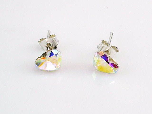 Pendientes corazon de Plata y cristal Swarovski