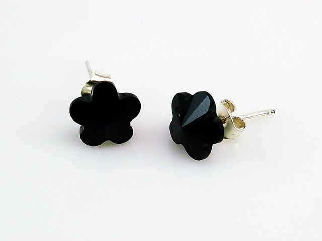 Pendientes de Plata con cristal Swarovski flor negra