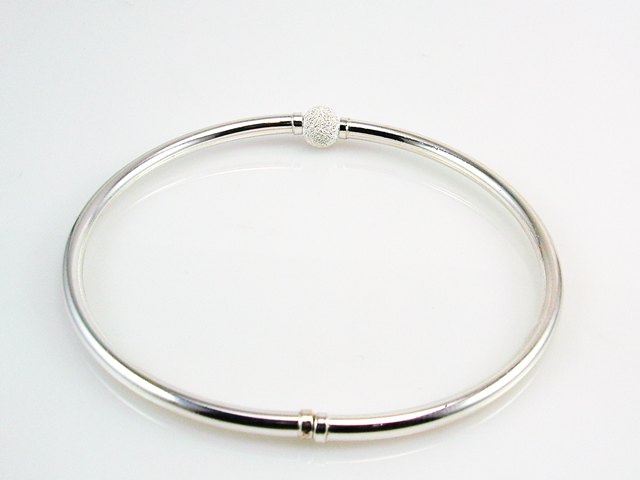 Pulsera de Plata de ley con bola diamantada