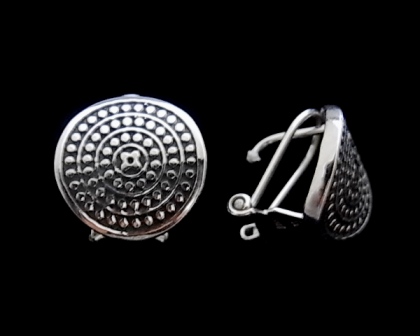 Pendientes bolitas envejecidos de Plata de ley omega