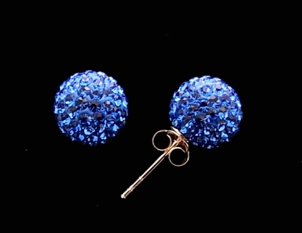 Pendientes Plata de Ley y Cristal de colores 10 Mm. Azul