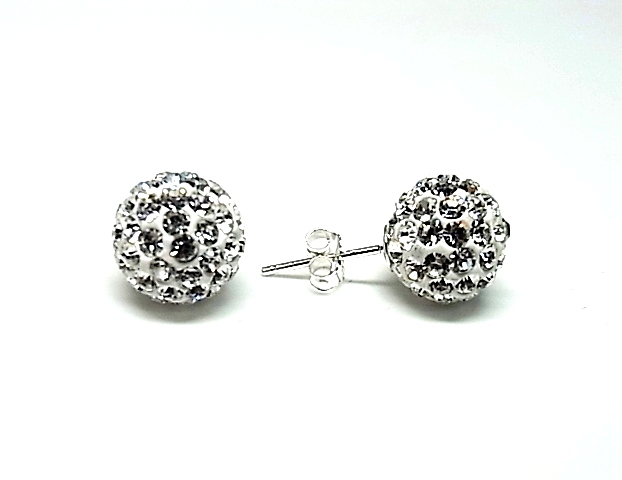 Pendientes de Plata y Cristal Blanco 10 Mm.