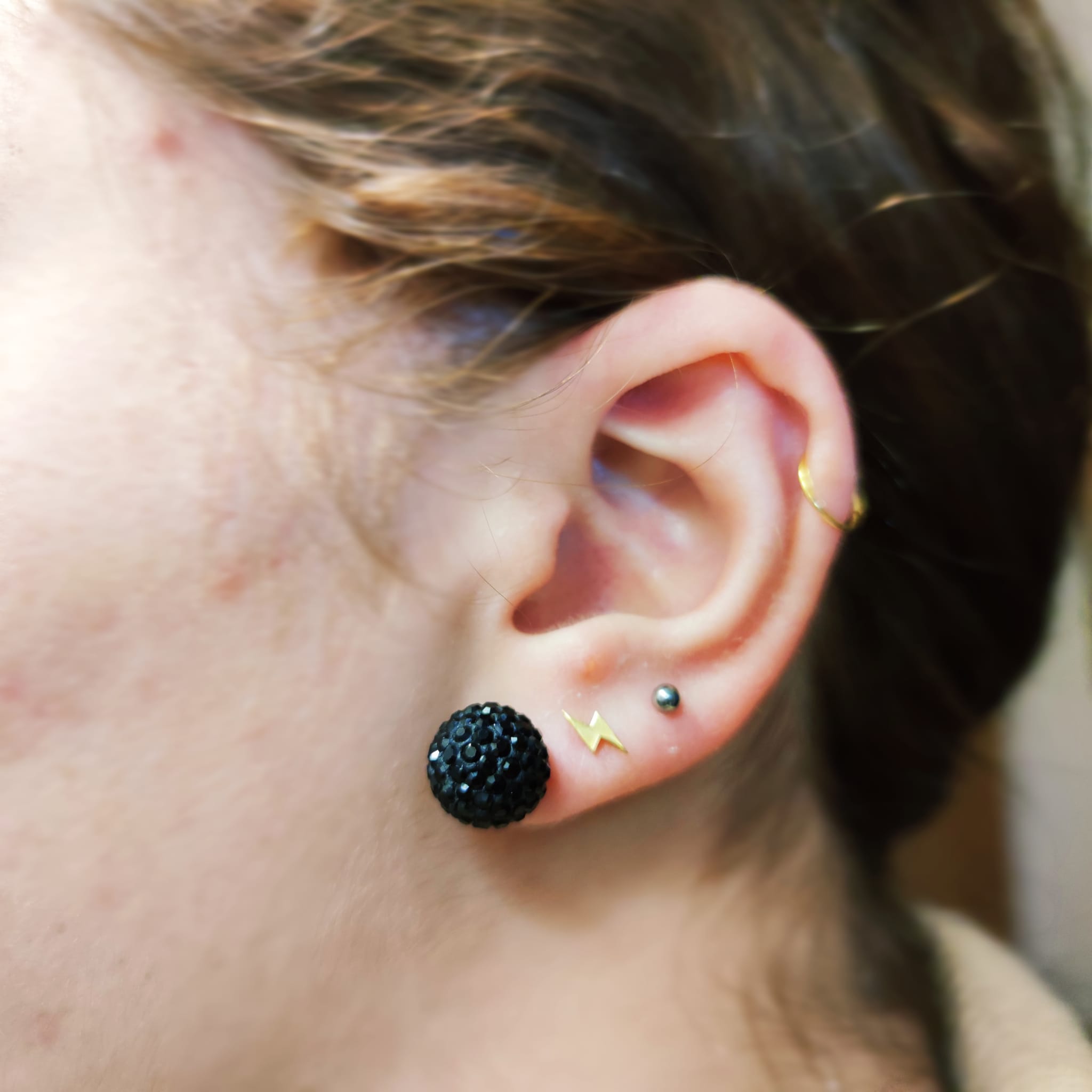 Pendientes de Plata con Cristal negro 12 Mm. 3