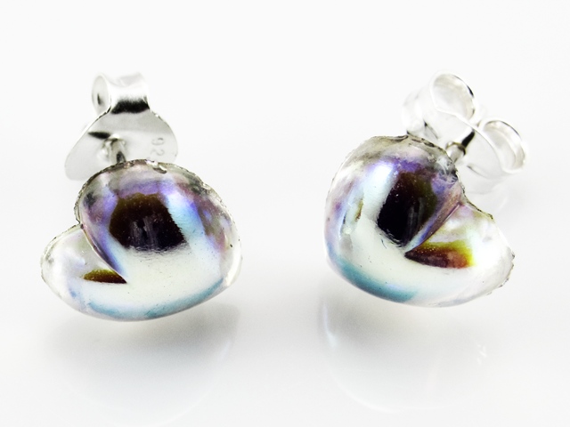 Pendientes corazon de Cristal tornasol y Plata de ley