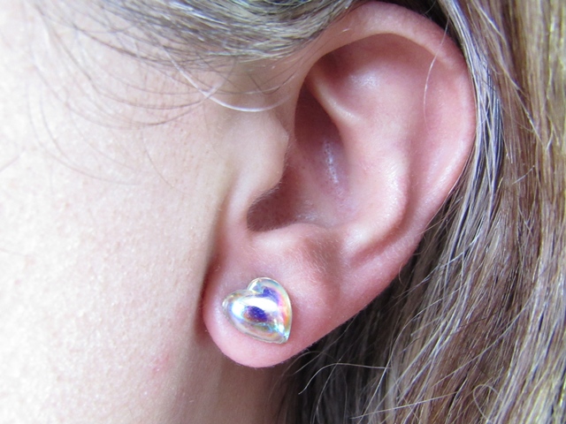 Pendientes corazon de Cristal tornasol y Plata de ley 1