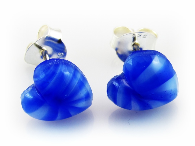 Pendientes de corazon cristal azul y Plata de ley