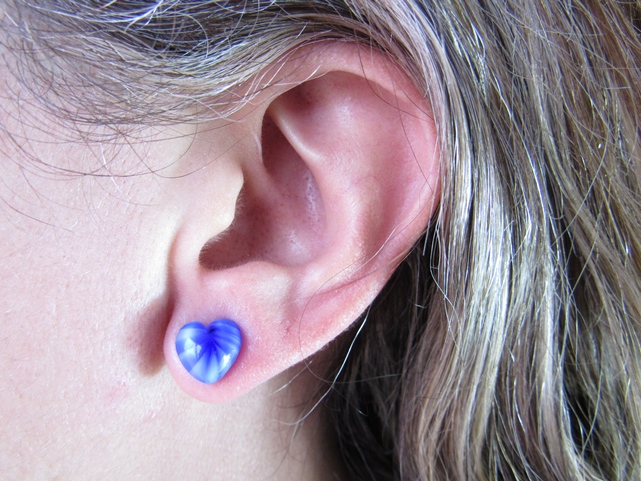 Pendientes de corazon cristal azul y Plata de ley 1