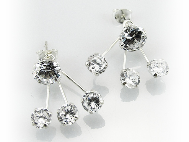 Pendientes dobles de Plata con circonitas