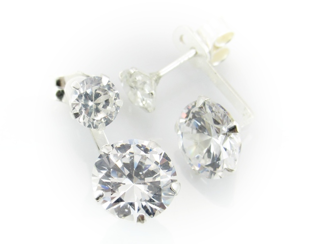 Pendientes dobles de Plata y circonitas