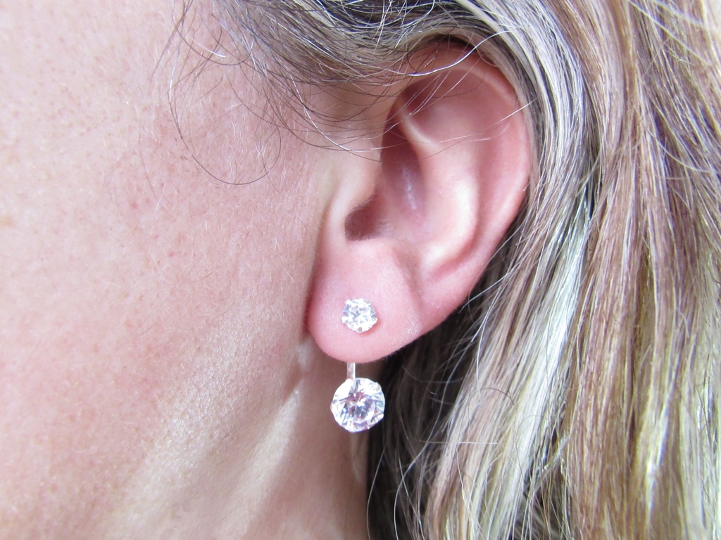 Pendientes dobles de Plata y circonitas_1