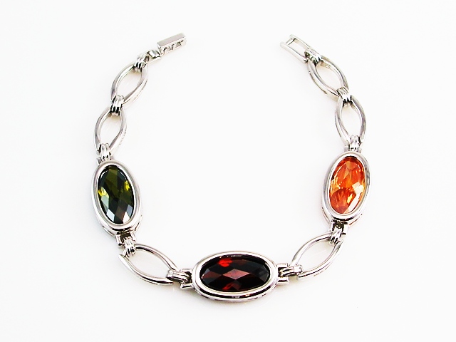 Pulsera Plata con circonitas de colores