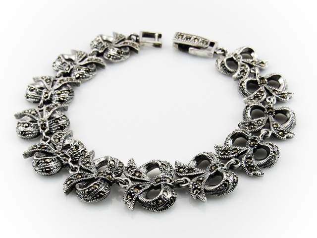 Pulsera vintage de Plata de ley con marquesitas