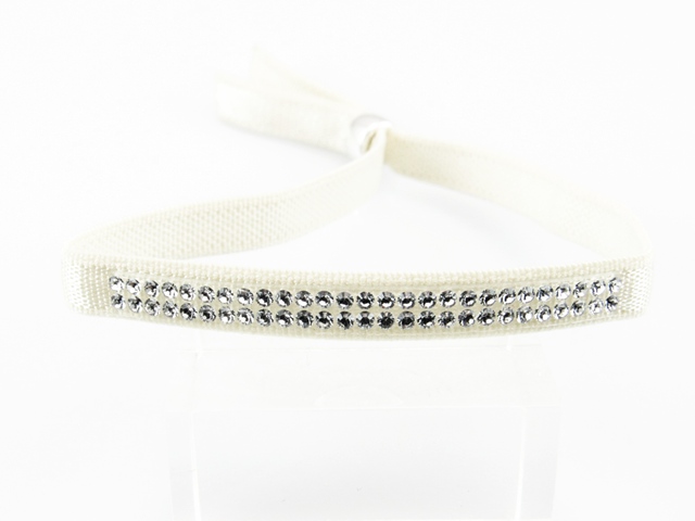 Pulsera beig elástica con cristales Swarovski