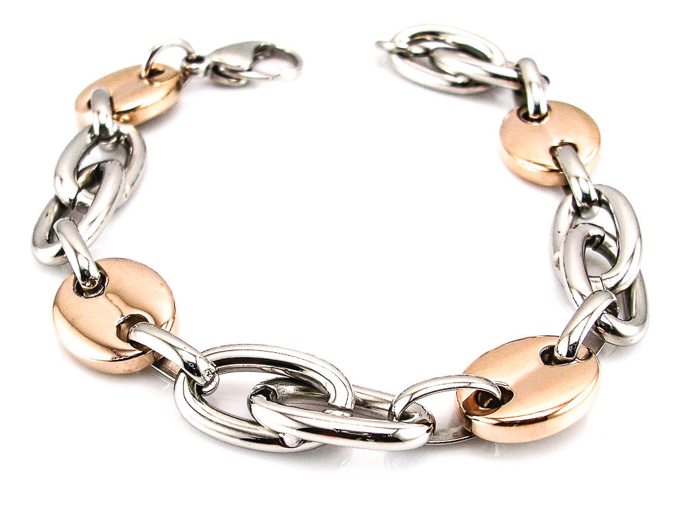 Pulsera chico Acero con eslabones calabrote en rosa