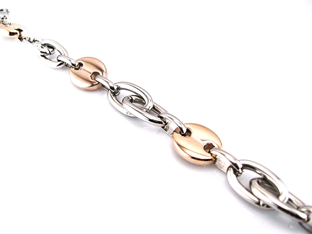 Pulsera chico Acero con eslabones calabrote en rosa 1