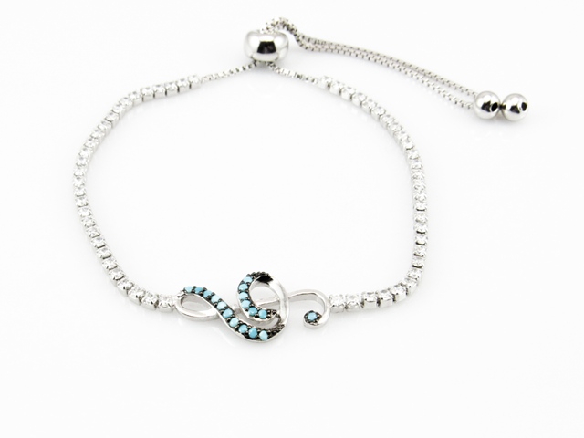 Pulsera Clave de Sol de Plata rodiada y Circonitas
