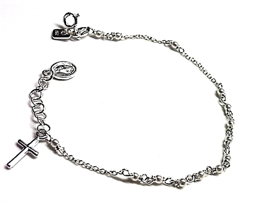 Pulsera comunion con perlitas y Plata de ley