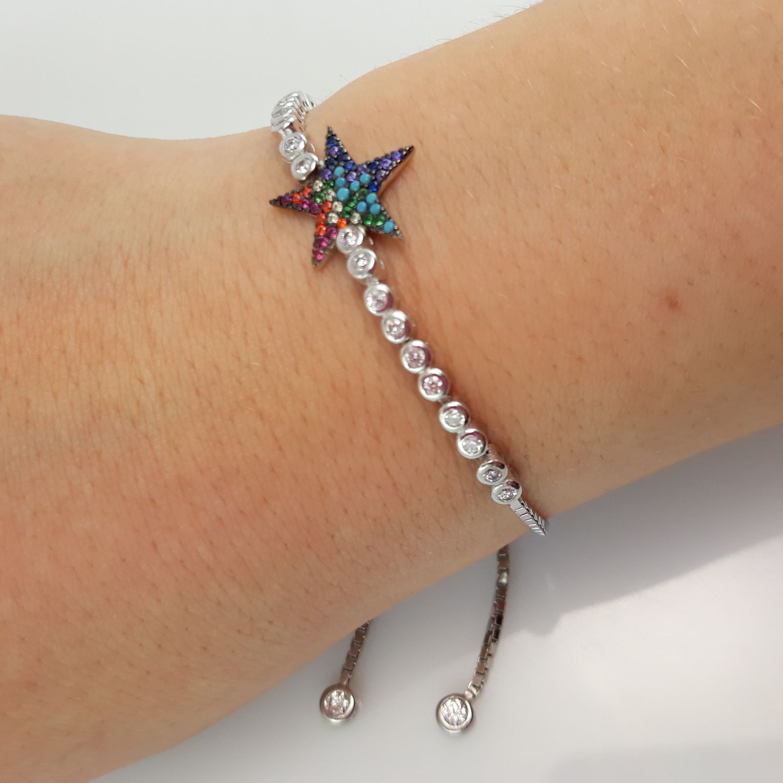 Pulsera estrella de Plata rodiada con Circonitas 2