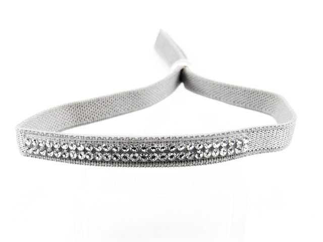 Pulsera gris de cinta elástica con cristales Swarovski
