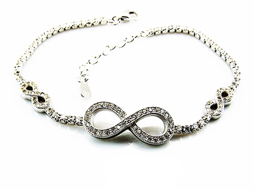 Pulsera infinitos de Plata rodiada con Circonitas