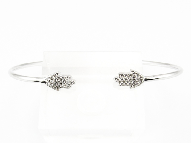 Pulsera rígida con Manos de Fátima de Plata y Circonitas 1