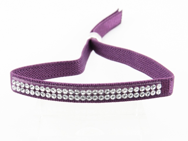 Pulsera elástica color morada con cristales Swarovski