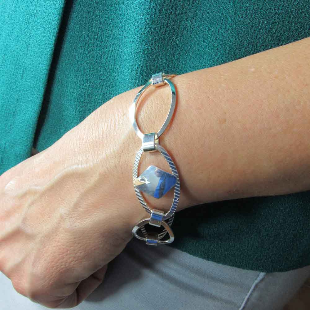 Pulsera chica de Plata de ley con rombos 1