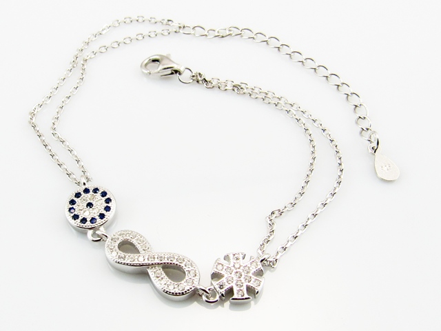 Tobillera infinito y estrella de Plata y Circonitas