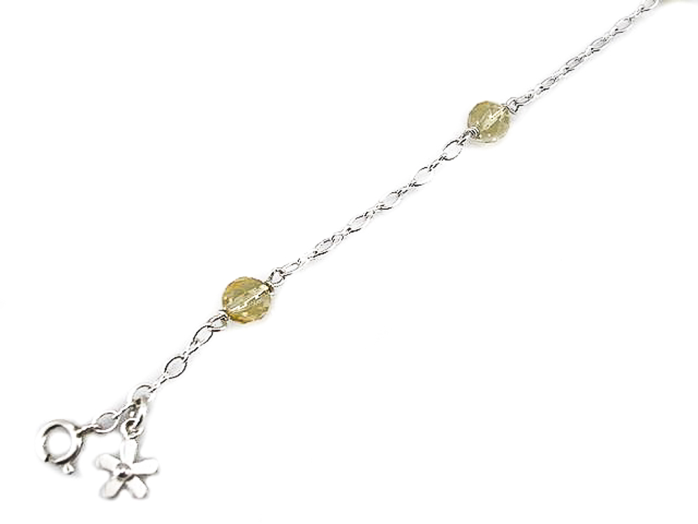 Pulsera para tobillo con bolitas citrino en Plata de ley 1