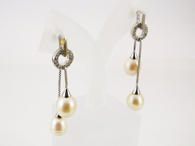Pendientes de Perlas cultivadas y Plata rodiada