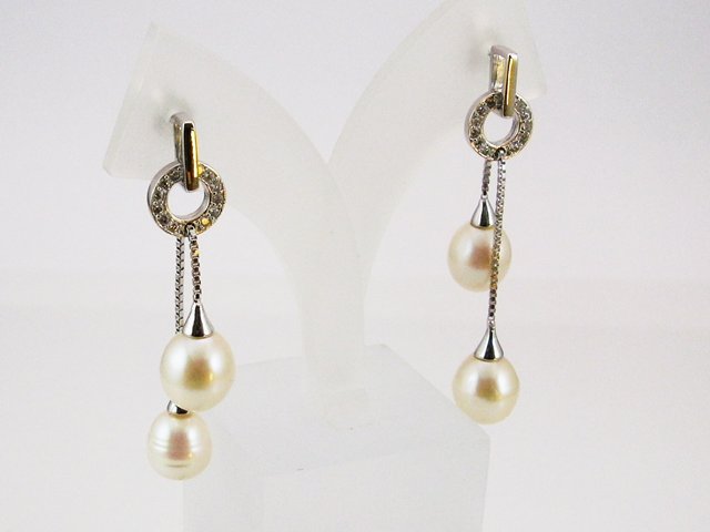 Pendientes de Perlas cultivadas y Plata rodiada 1