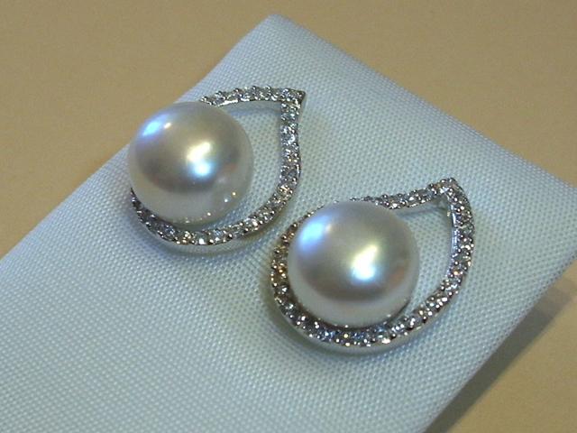 Pendientes de Plata Rh Perla Cultivada y Circonitas