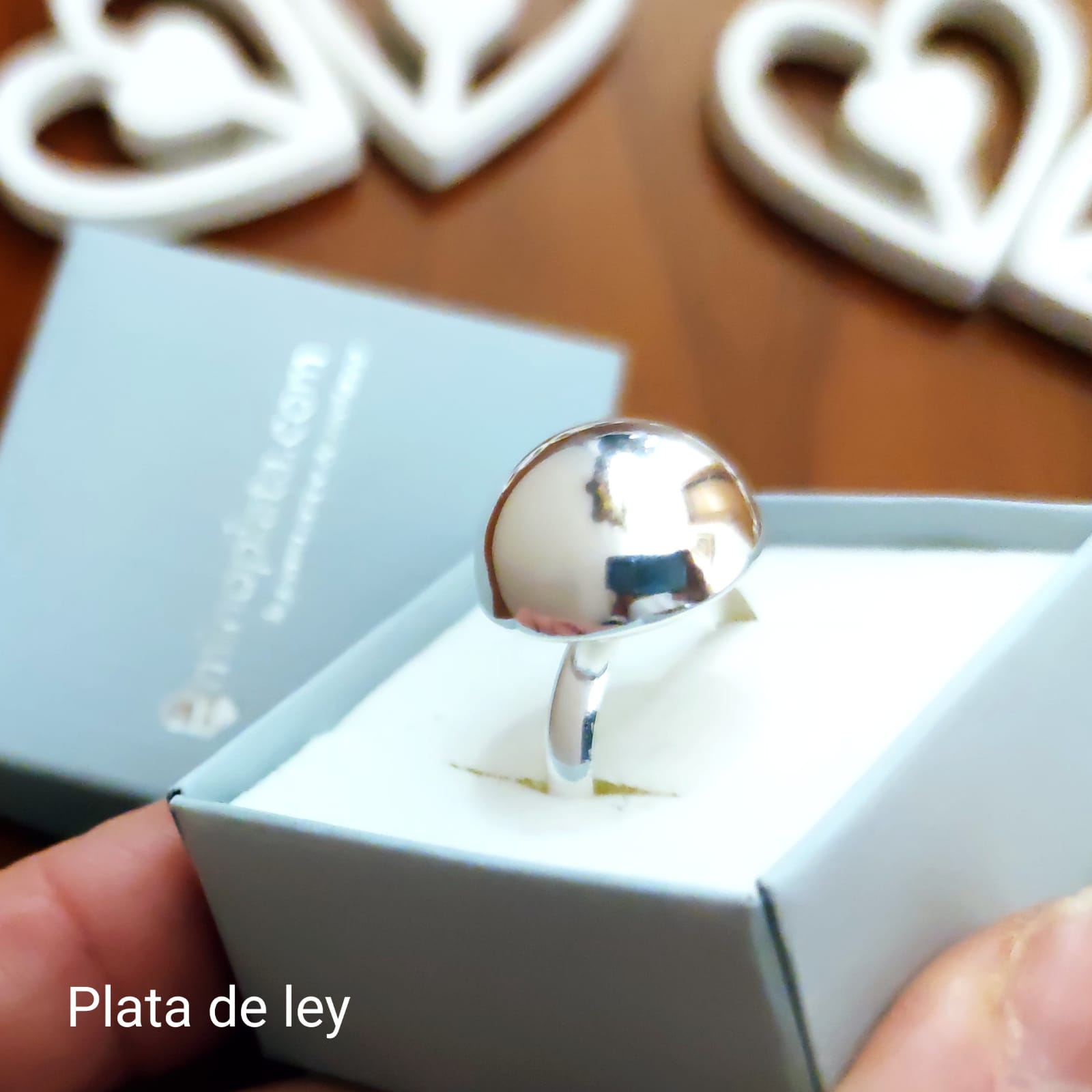 Anillo media bola 16 Mm. en Plata de Ley 2