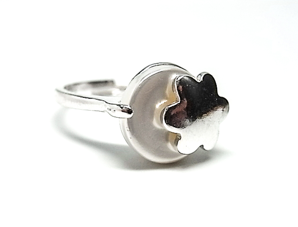 Sortija flor de Plata con Perla adaptable